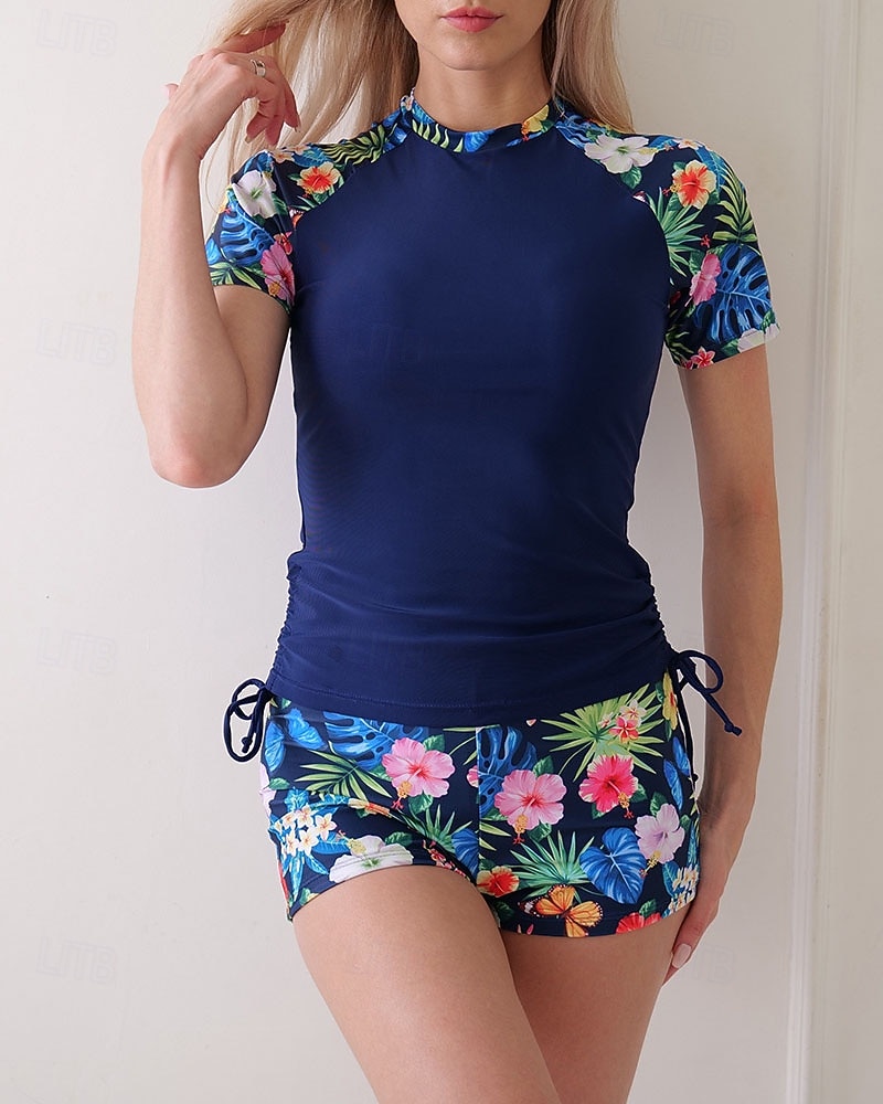 Γυναικεία Προστατευτικά Μαγιό με φλοράλ print Μαγιό Φλοράλ Πολύ Ελαφρύ (UL) Προστασία UV Ελαστικό Κοντομάνικο Μαγιό Σέρφινγκ Ψαροντούφεκο Καλοκαίρι 2026 - $20.99 –P2