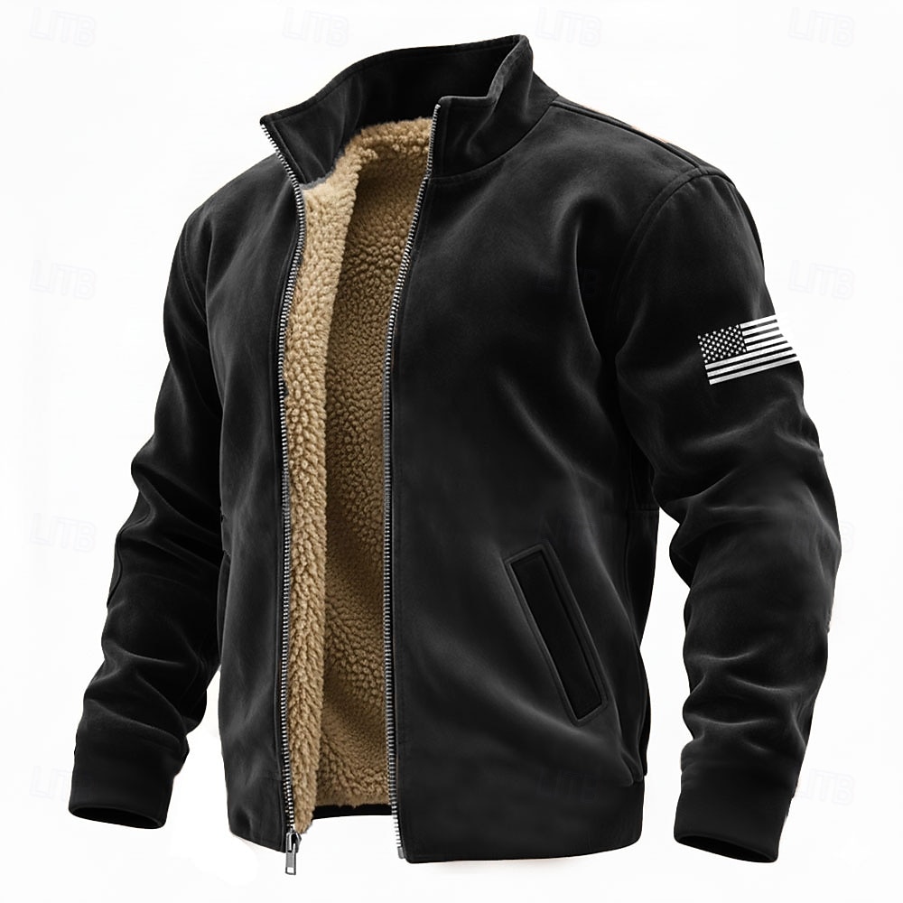 ארצות הברית 250 שנות השנה Anniversary גברים דגל אמריקאי חליפה סווטשירט ישן רטרו צווארון זקוף רוכסן חוץ מתנה יציאה כחול שחור חום ירוק כיס קדמי רוכסן סתיו חורף 2026 - $42.99 –P3