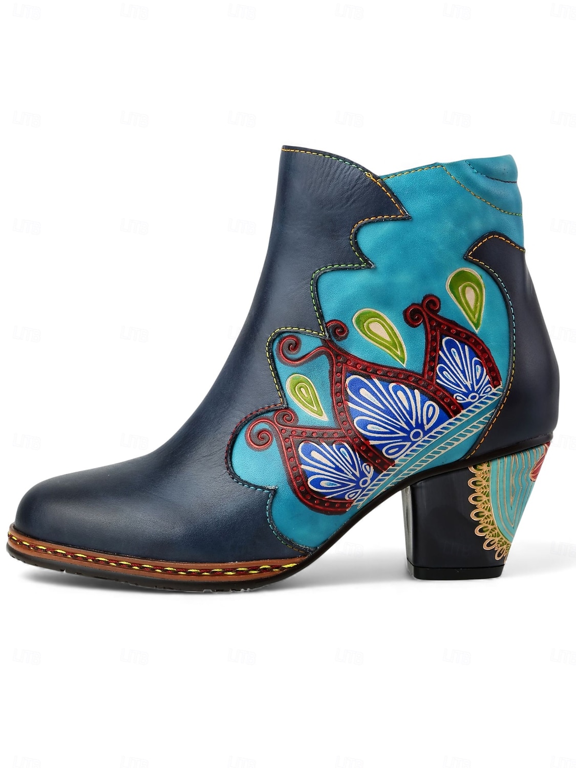 Γυναικεία Καρναβαλικά Μπότες Μπλέ Mardi Gras με Μπλοκ Τακούνι - Ποιότητα Δερμάτινη δέρμα Κεντημένο Vintage Λαογραφικό Στυλ Υποστηρικτικά Τακούνια για Παρελάσεις Κοστούμια Καθημερινή Χρήση και 2026 - $109.99 –P2