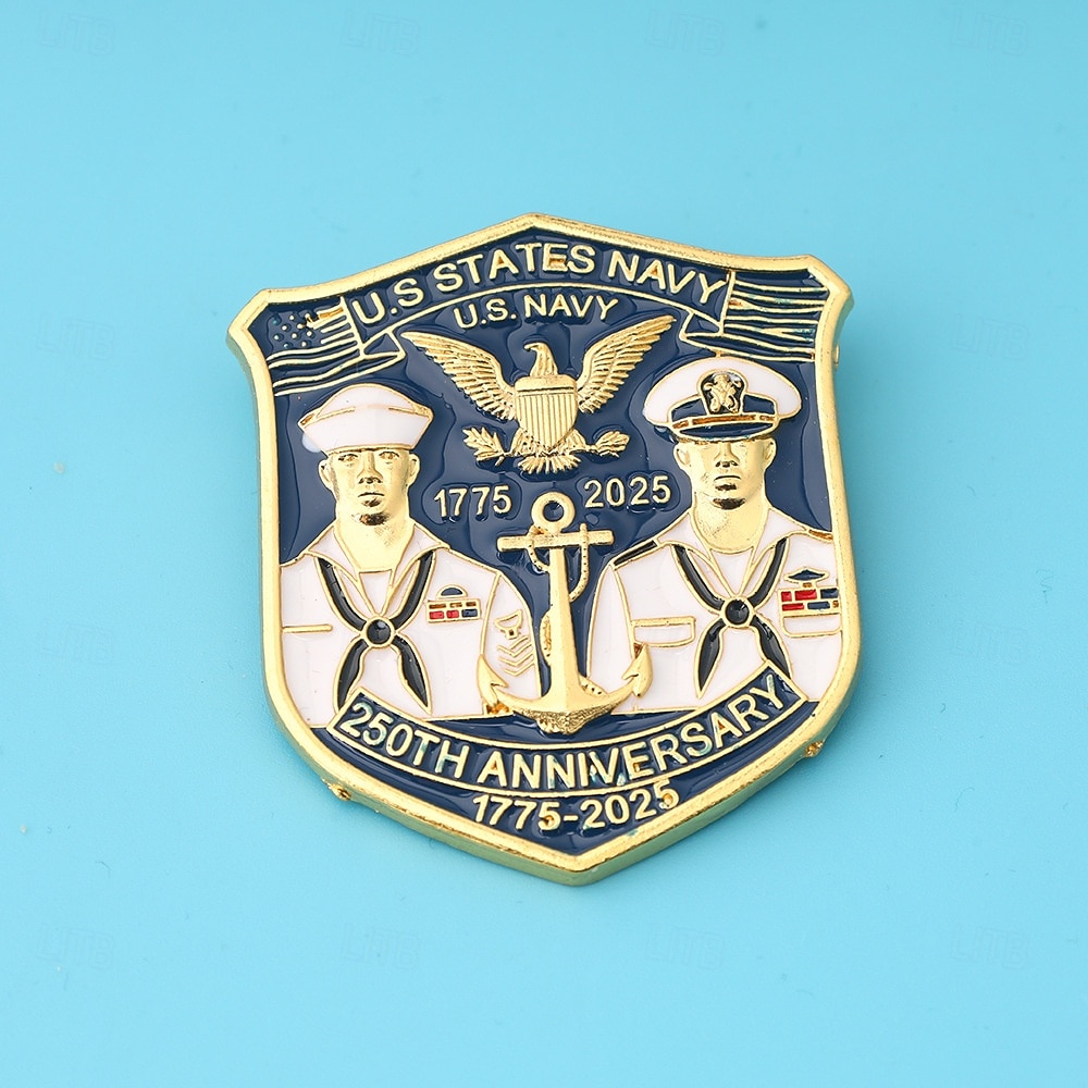 Spilla commemorativa del 250° anniversario del Corpo dei Marines degli Stati Uniti e della NAVY emblema militare del Corpo dei Marines spille a pulsante in lega per la collezione di veterani regalo del 2026 a $11.99 –P10