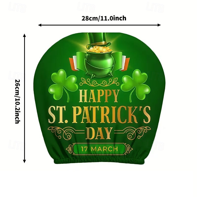 2 capas de encosto de cabeça para carro com trevo verde | compatíveis com todos os veículos, pretas &Adesivo para carro com estampa de trevo verde, design plano 2D, poliéster, fácil instalação - de 2026 por $7.99 –P35