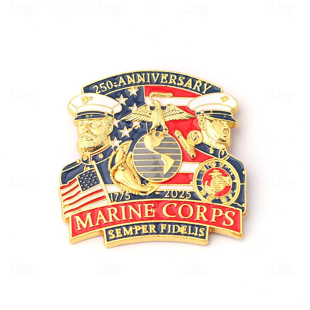 Spilla commemorativa del 250° anniversario del Corpo dei Marines degli Stati Uniti e della NAVY emblema militare del Corpo dei Marines spille a pulsante in lega per la collezione di veterani regalo del 2026 a $11.99 –P6