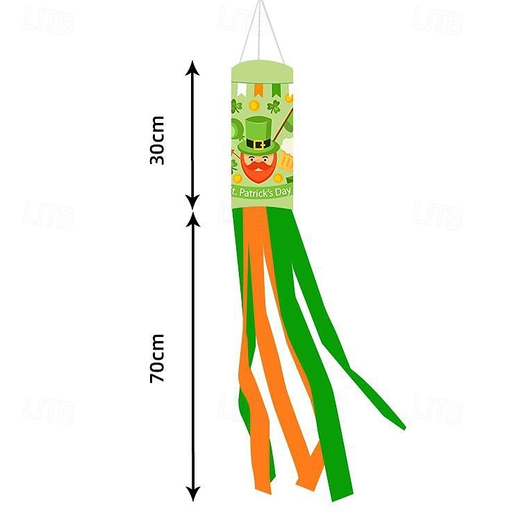 Szent Patrik-napi szélzsák zászló, ír dizájn, Szent Patrik-napi fesztivál dekoráció, színes kültéri szélzsák ünnepi ünneplésre, lóhere &lóhere design. 2026 - $8.99 –P2