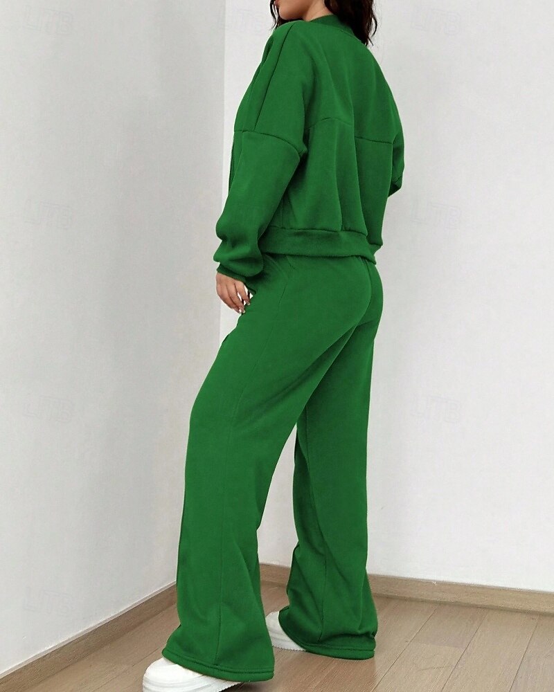 Per donna Tuta Set di Pantaloni Bolero Top Manica Lunga Collo alla coreana Tinta unica Coulisse Moda Streetwear Casuale Quotidiano All'aperto Nero Rosa Azzurro cielo Primavera Vestibilità regolare del 2026 a $49.99 –P11