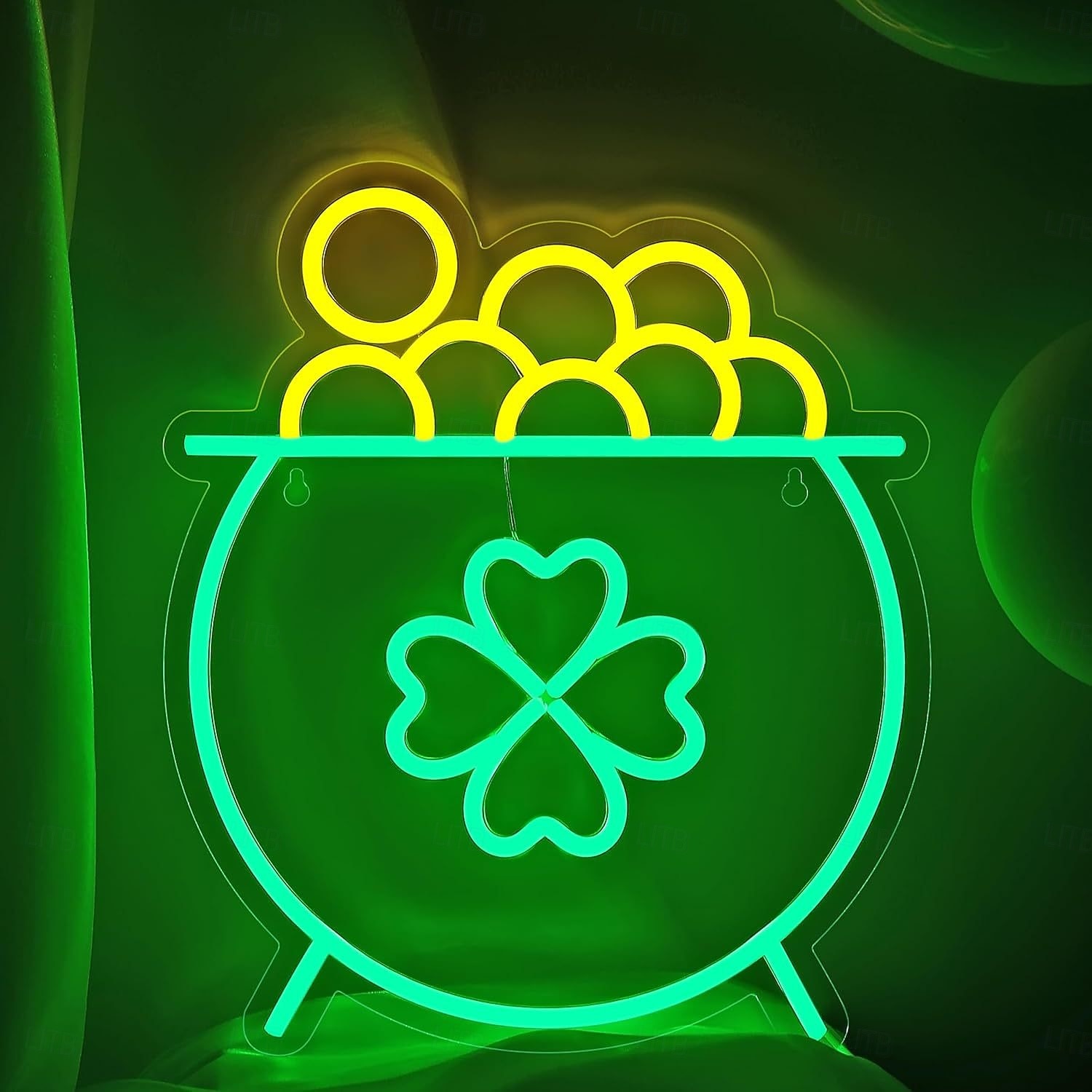 Szent Patrik-napi neonreklámok faldekorációhoz lóhere aranypénz kalap LED-es táblák neonbár táblák hálószobába USB világító tábla otthonra bár fali ember barlang buli klub étterem szálloda 2026 - $36.99 –P4