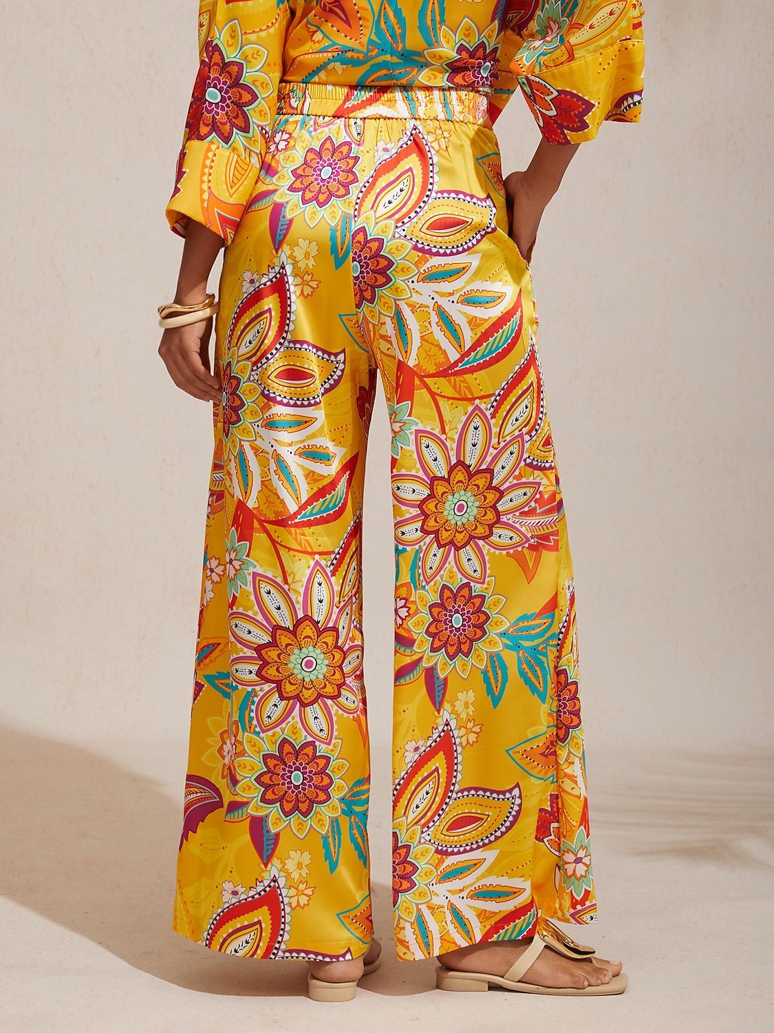 Seidene Boho-Hose mit Paisley-Muster und weitem Bein 2026 - $79.99 –P2