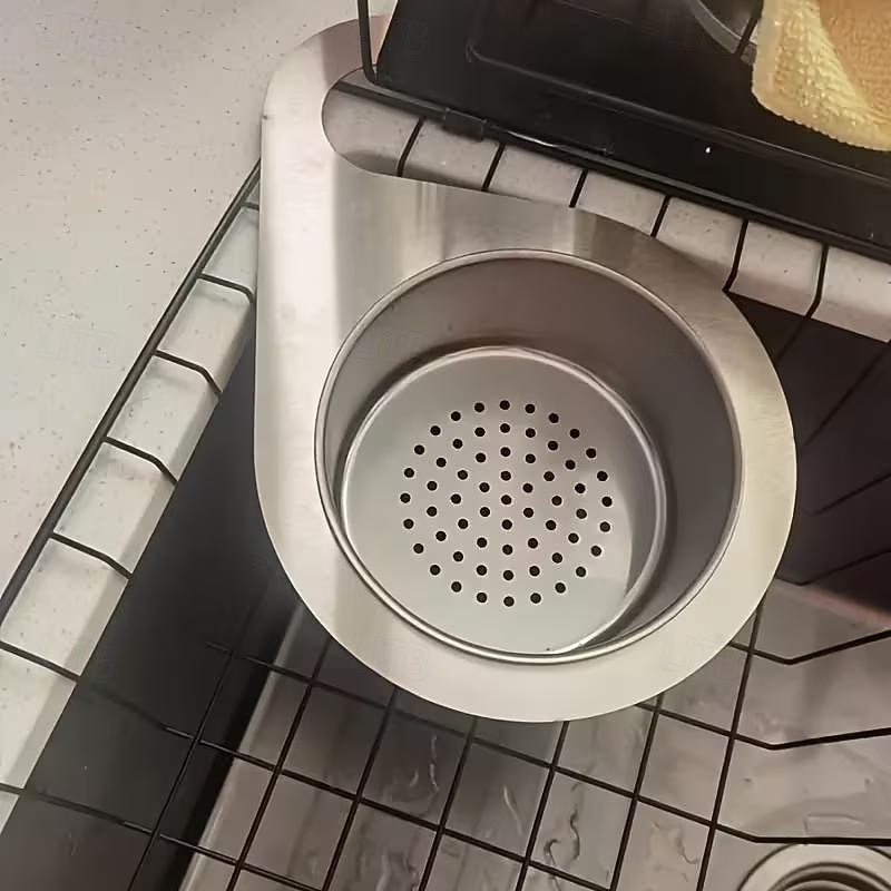 4 stk. kraftig avløpskurv i rustfritt stål til undervasken - plassbesparende kjøkkenorganisator med enkel rengjøring, solid konstruksjon, elegant design, moderne oppvaskkumtilbehør til kjøkken 2026 - $15.99 –P8