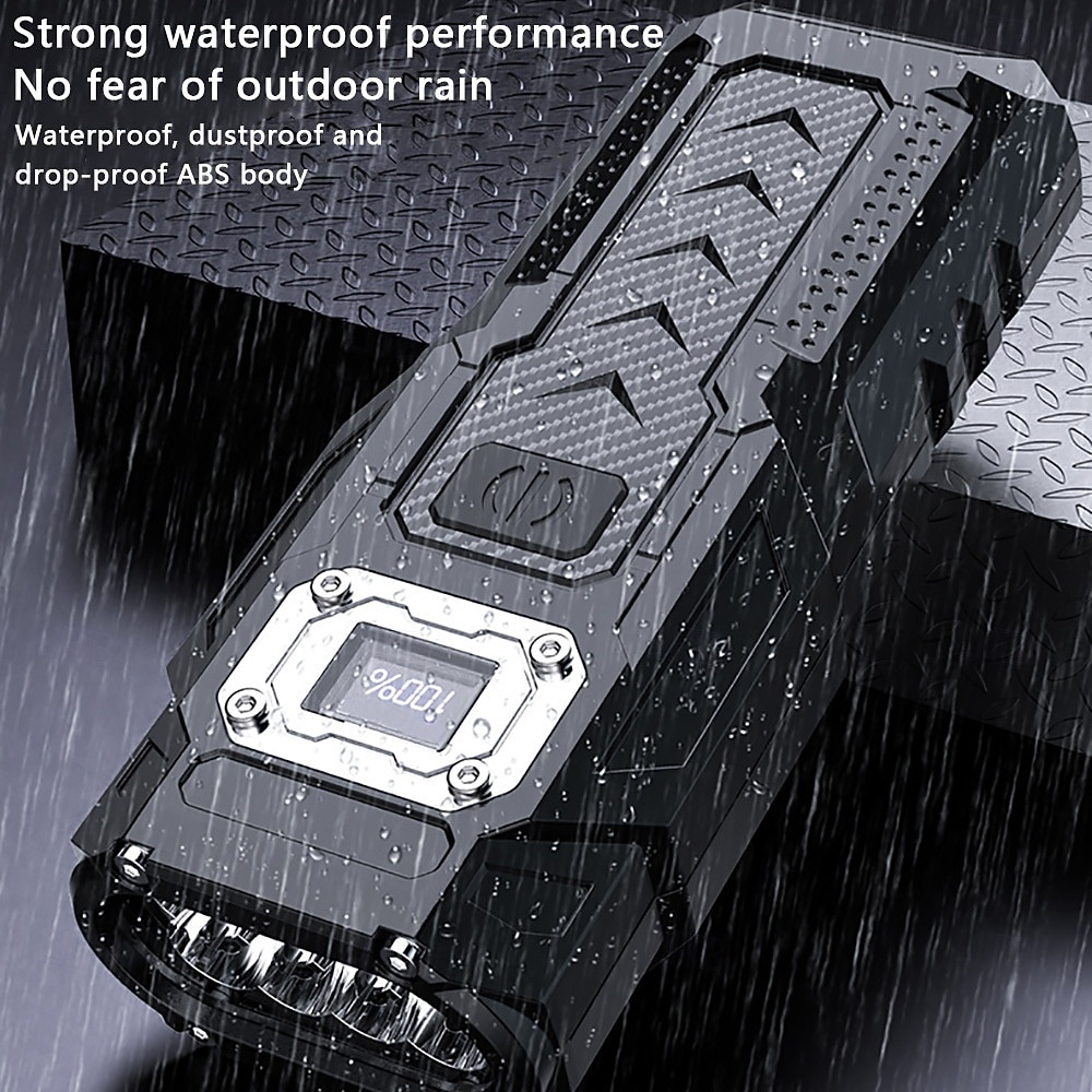 Latarka COB LED o dużej jasności z akumulatorem 1200 mAh, magnetycznym powerbankiem, cyfrowym wyświetlaczem poziomu naładowania baterii, oświetleniem wielotrybowym z klipsem, konstrukcją ABS do 2026 - $17.99 –P2