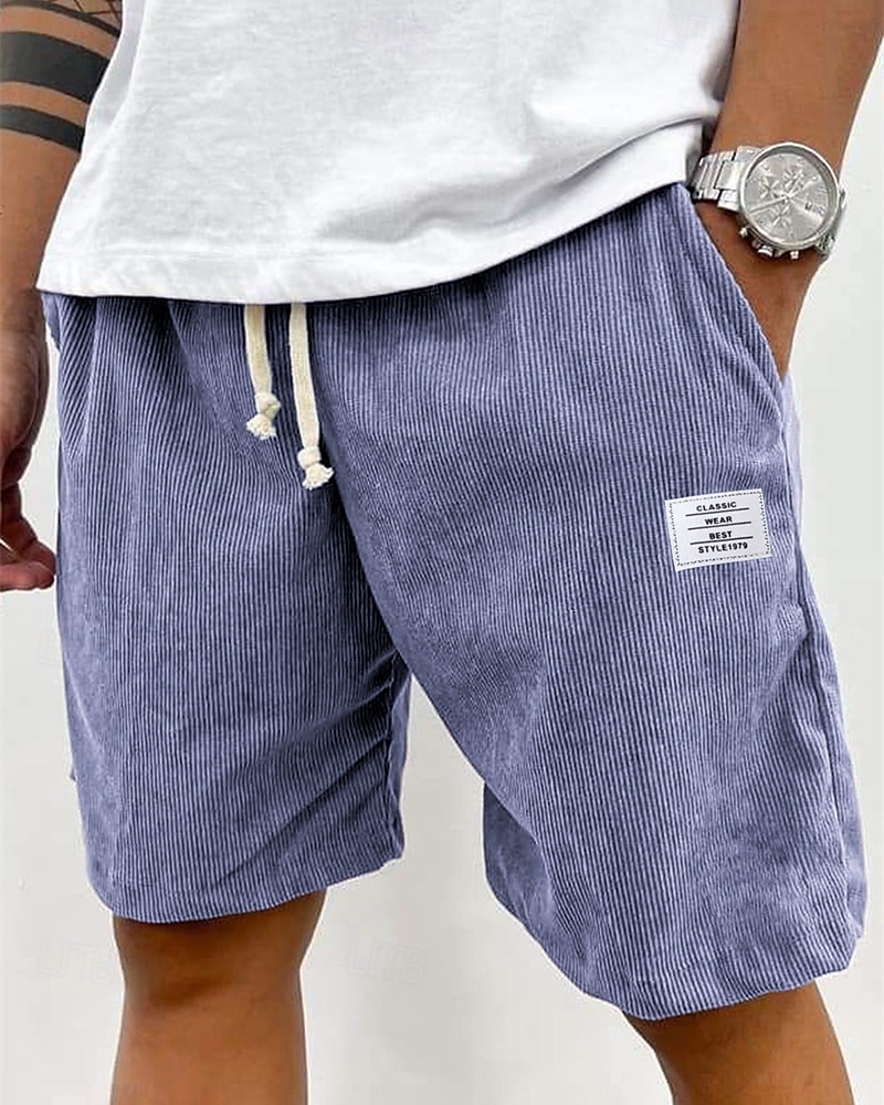 Herren Shorts Freizeitshorts Cordshorts Tasche Elastischer Bund Einfach Komfort Atmungsaktiv Knielang Outdoor Urlaub Alltagskleidung Urlaub Mode Schwarz Weiß Mikroelastisch 2026 - $11.49 –P10