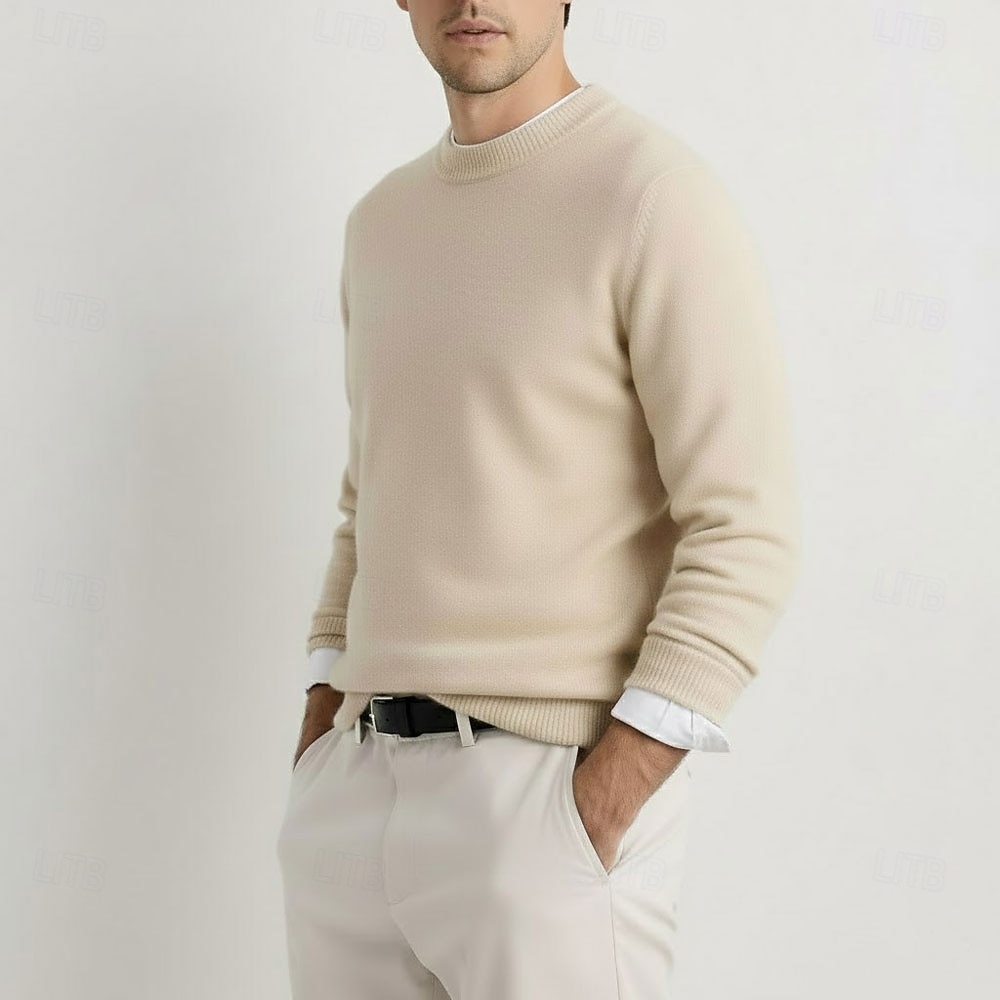 Hochwertiger Herrenpullover aus reiner Wolle und Kaschmir mit Rundhalsausschnitt, klassischer Strickpullover, weich, warm und atmungsaktiv. 2026 - $94.99 –P8