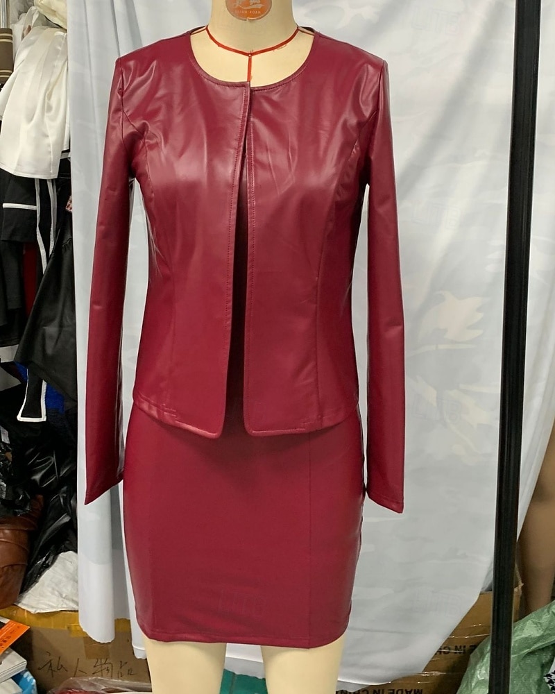 Women's Long Dress Maxi Dress Casual Dress Work Dress Dress Set Elegant Fashion Modern Daily Office Vacation Regular Fit Plain Long Sleeve Crew Neck Burgundy Navy Blue Spring Fall Winter 2026 - $38.99 –P6