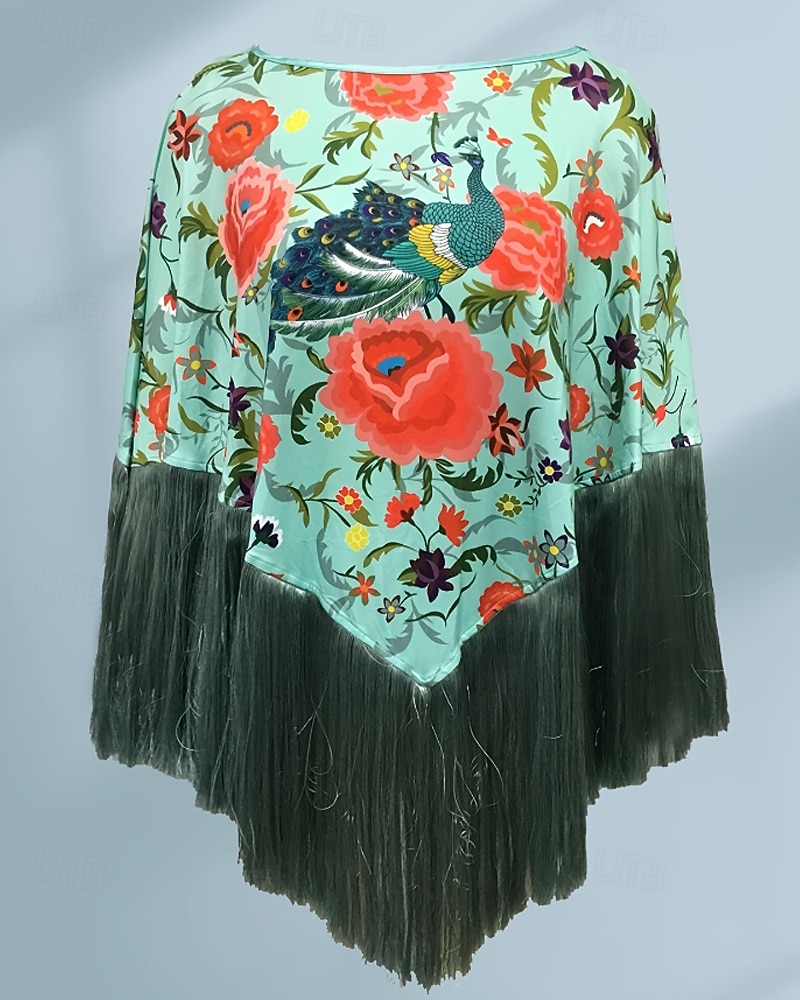 Women's Blouse Tassel Print Floral Active Stylish Long Sleeve Crew Neck Regular Tops Daily Holiday Going out Blue Yellow Summer Spring 2026 - $44.99 –P8