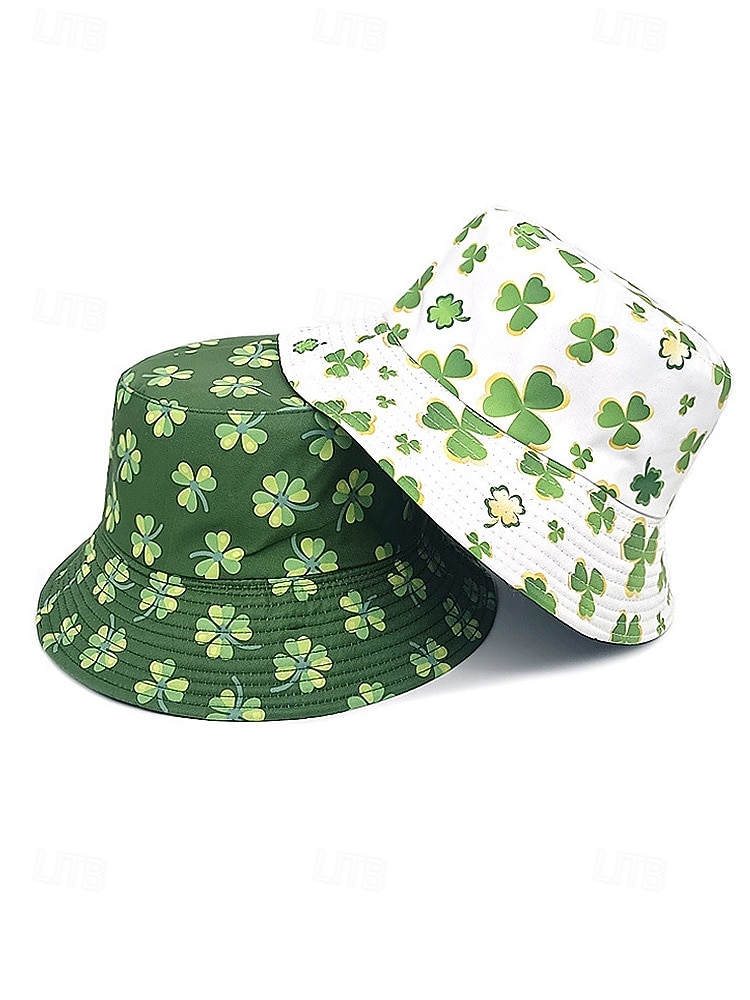 Sombrero de pescador de poliéster para mujer, con trébol y duende del Día de San Patricio, varios patrones, perfecto para el Día de San Patricio y para uso diario. 2026 - $11.99 –P10