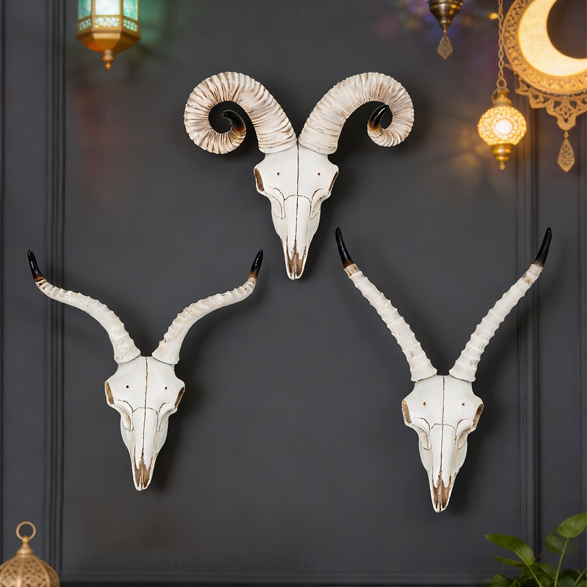 Decor de perete nordic cu craniu de animal viking, ornament suspendat din rășină cu craniu de berbec artificial, pentru casă, bar &decorațiuni de perete pentru restaurant, petrecere &recuzită 2026 - $34.99 –P3