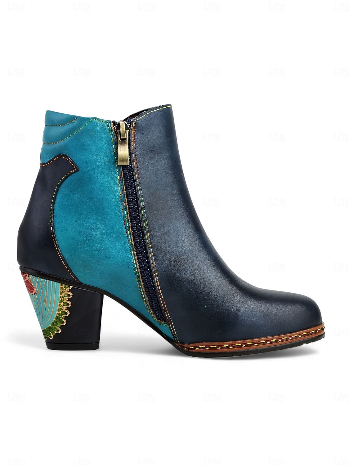 Γυναικεία Καρναβαλικά Μπότες Μπλέ Mardi Gras με Μπλοκ Τακούνι - Ποιότητα Δερμάτινη δέρμα Κεντημένο Vintage Λαογραφικό Στυλ Υποστηρικτικά Τακούνια για Παρελάσεις Κοστούμια Καθημερινή Χρήση και 2026 - $109.99 –P3