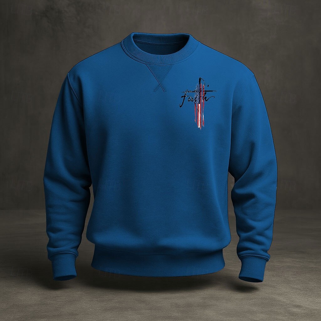 2026年 アメリカ建国250周年 男性用 スウェットシャツ クルーネック ブルー ライトブルー ブラック ホワイト イエロー 冬 春 & 秋 デザイナー S M L XL 2XL 3XL  コレクション – $31.99 –P11