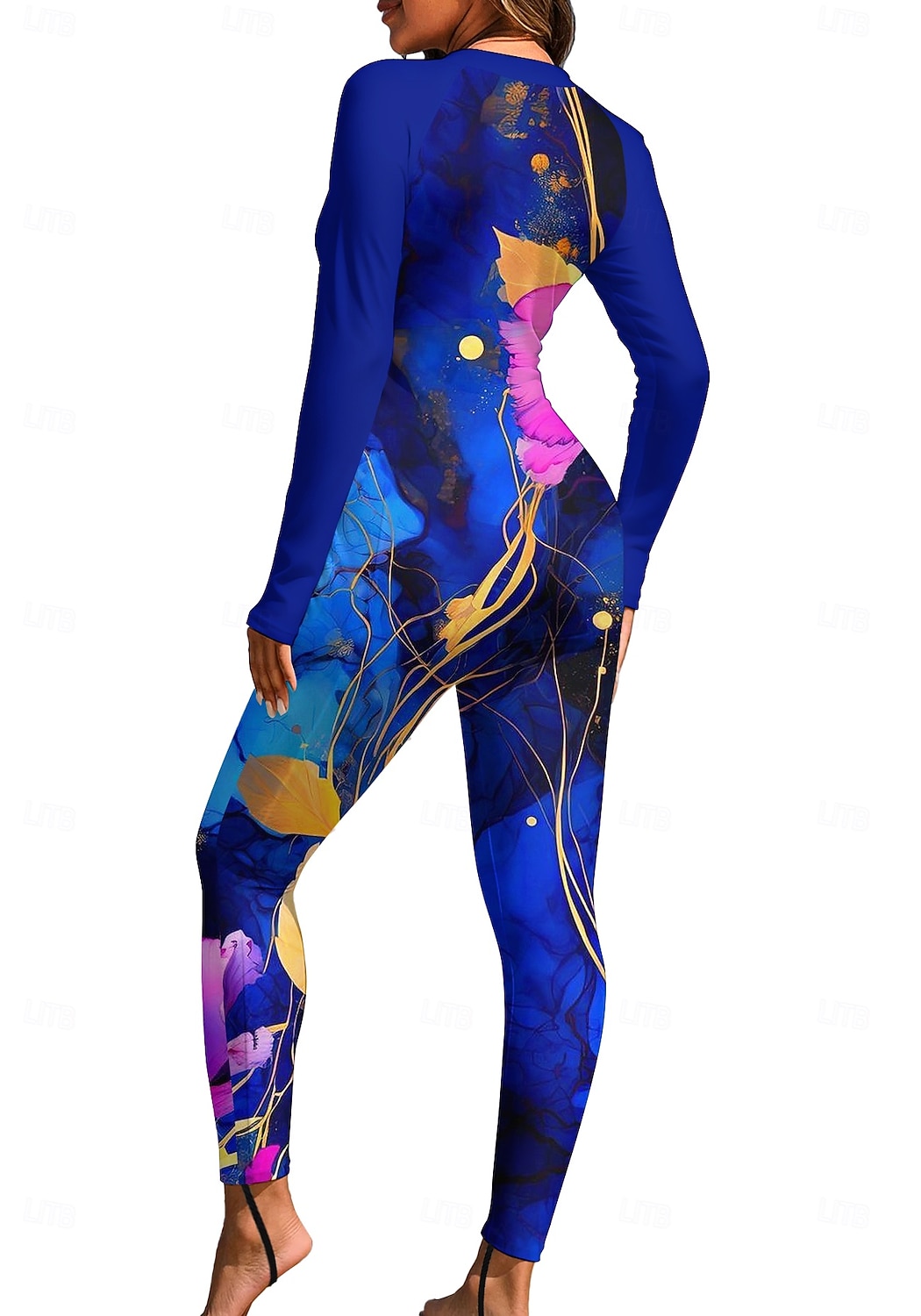 Mujer Regular Camiseta Protección Solar Surf Camiseta de protección solar de cuerpo completo Traje de baño Flores Tropical Mármol con sujetador incorporado Cremallera delantera Protección solar UV 2026 - $49.99 –P2