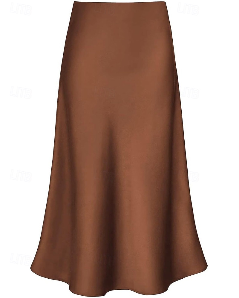 Mujer Elegante Moda Maxi Alta cintura Faldas Plano Frunce Rígido Diario Calle Negro Champaña Verde Ejército Verde Trébol Verano 2026 - $21.99 –P6