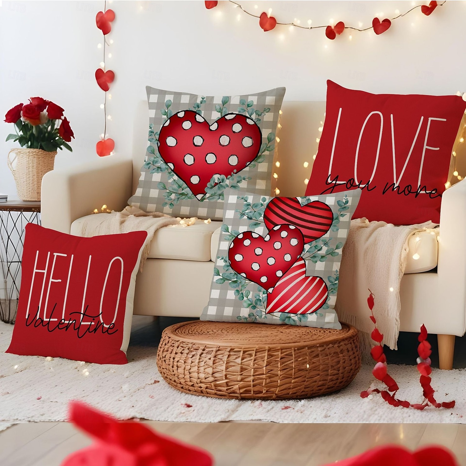 Valentine's Day Throw Pillow Cover, Holiday Letter Print Cushion for Sofa, Home Decor, Cozy Decorative Pillow for Living Room, Bedroom, and Office 2026 - $13.99 –P1