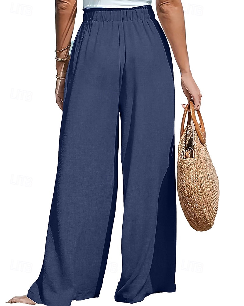 Damen Kunstbaumwollleinen Weites Bein Chinos Sommerhose Urlaub Streetwear Lässig Volle Länge Mittlere Taillenlinie Einfach Kordelzug Tasche Atmungsaktiv Mikroelastisch Täglich Outdoor Straße Grau 2026 - $24.99 –P9