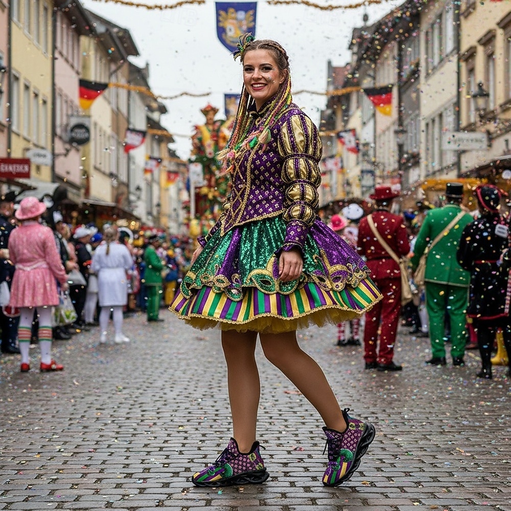 Kvinne Karneval Komfortable Sneakers – Lettvekts Polstret Såle Mardi Gras Fargevalg Dramatisk Ytelsesstil Dansere Festivalgjengere Parader og All-Dags Gåing 2026 - $42.99 –P4