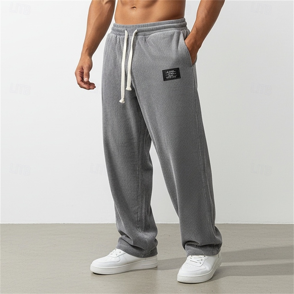 Herren Jogginghose Hose Cordhose Freizeithose Kordelzug Elastischer Bund Gerader Schnitt Einfach Komfort Volle Länge Täglich Sport im Freien Ferien Urlaub Mode Blau Schwarz Mikroelastisch 2026 - $26.99 –P6