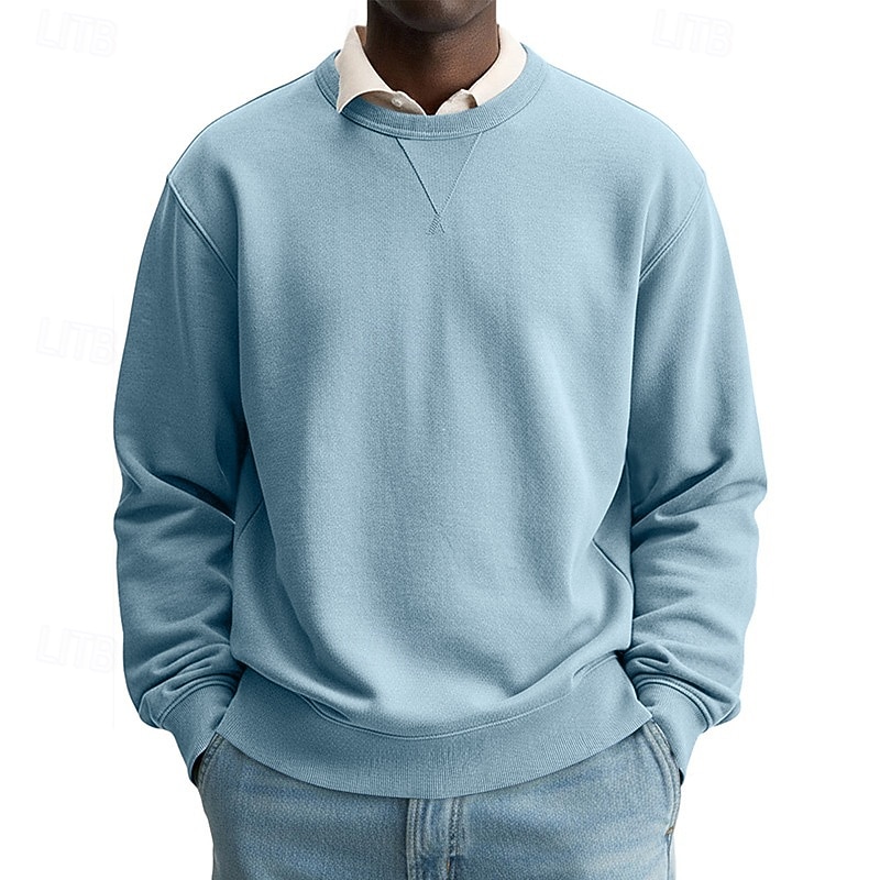 Voor heren Sweatshirt Stoppen Wit Strakke ronde hals Opstaande boord Effen Casual Dagelijks Sport & Outdoor Streetwear Sportkleding Basic Herfst Winter Kleding Hoodies Sweatshirts Lange mouw 2026 - $24.99 –P9
