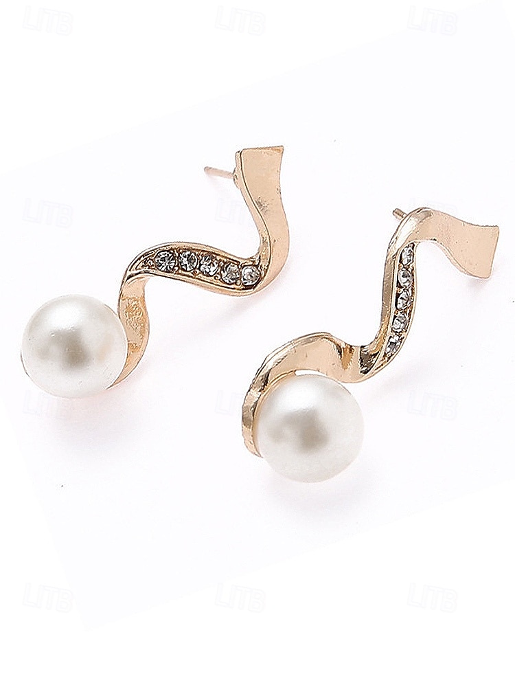 Set de bijuterii pentru femei cu colier și cercei din perle artificiale, design elegant inspirat de șarpe, stil clasic de mireasă, pentru mirese, invitați la nuntă, petreceri de seară și banchete formale 2026 - $9.99 –P6