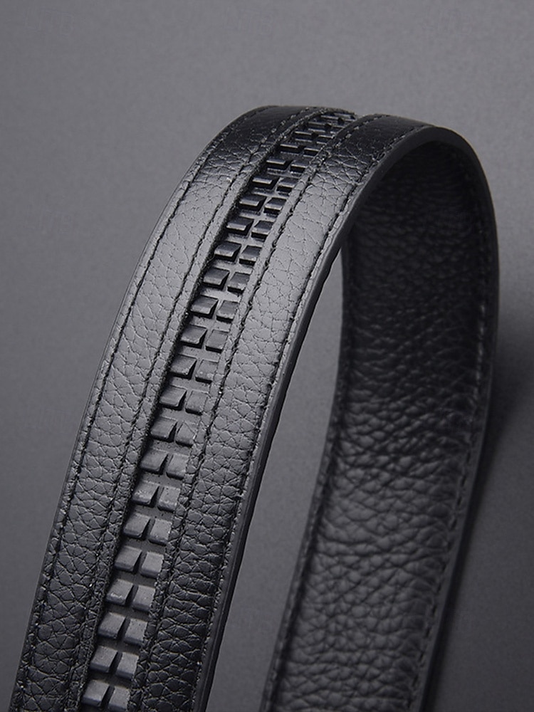 cintura da uomo in similpelle, fibbia automatica con finitura testurizzata, stile classico formale, colori nero e caffè, per matrimoni, abbigliamento da lavoro e abiti casual eleganti del 2026 a $11.99 –P9