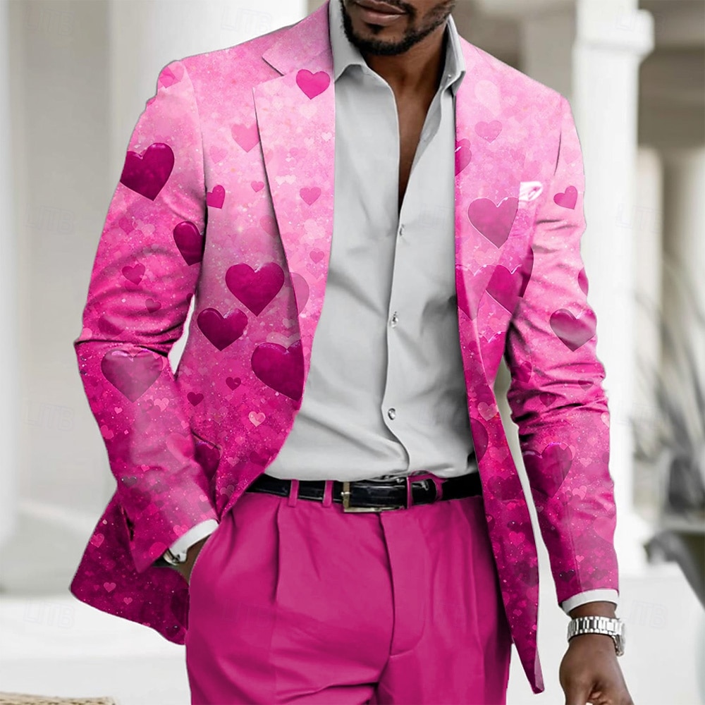 Ημέρα του Αγίου Βαλεντίνου Ανδρικά Καρδιά Μπουφάν μπλέιζερ Παλτό Άνετο Καθημερινά Αναπνέει Καλλιτεχνικό Καθημερινό Καθημερινά Βραδινό Ρούχα για Πάρτυ Φεστιβάλ 3D εκτύπωση Κουμπιά Πολλαπλή τσέπη 2026 - $85.99 –P2