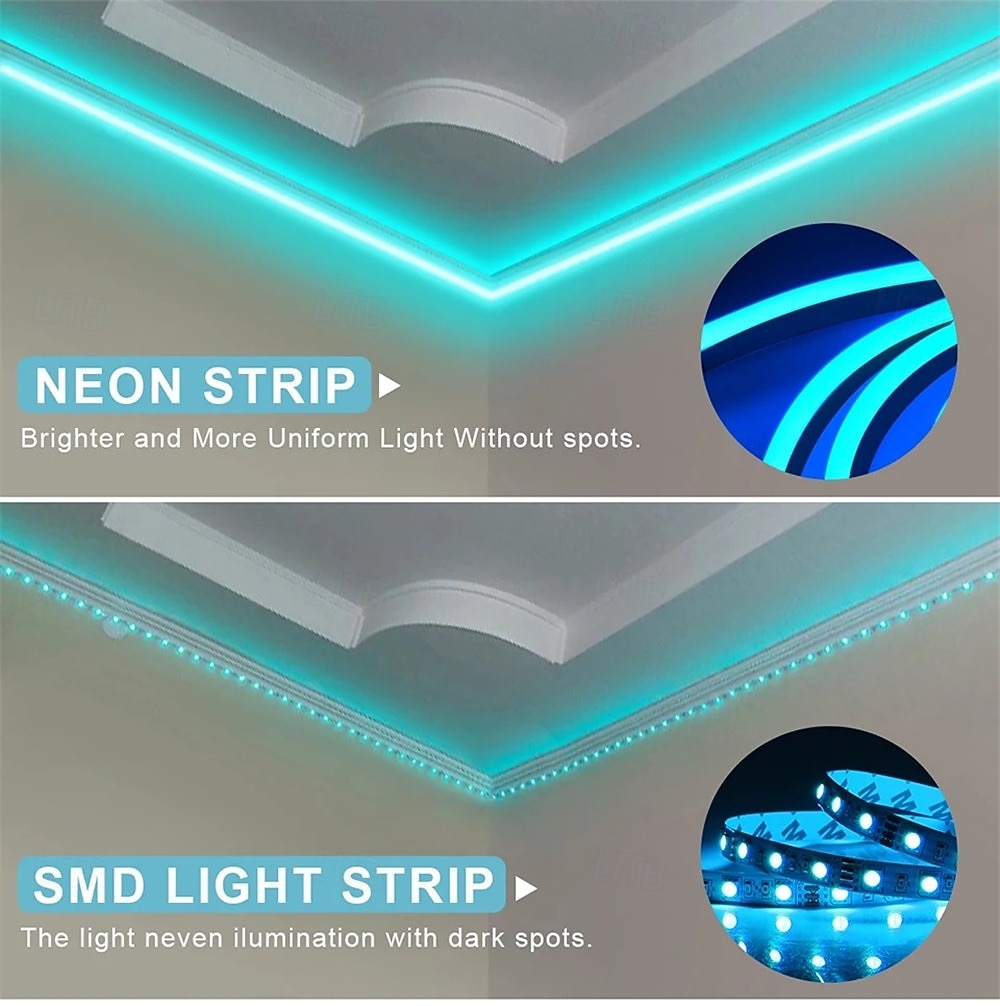 1set 3/5/10m 24V RGBIC Neon Light LED Smart Neon Rope Light Outdoor Waterproof Remote & App Control Music Sync Multicolor Room Decor Lighting 2026 - $46.99 –P4