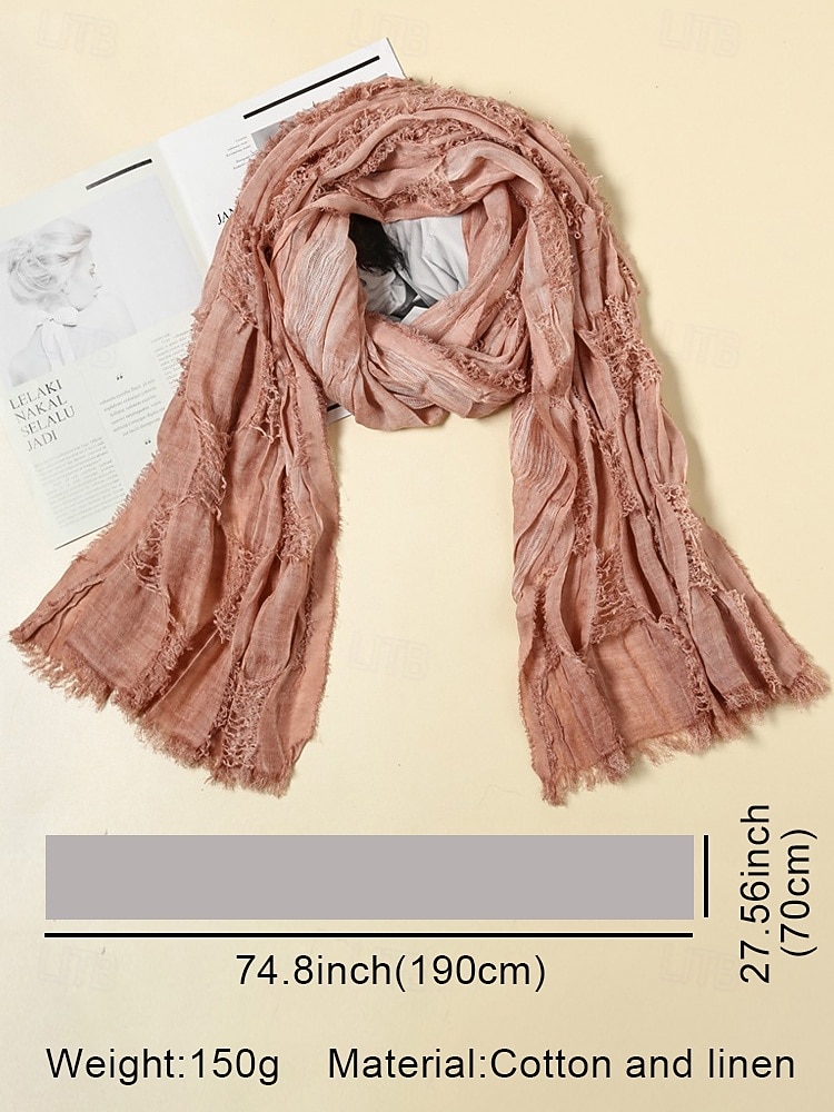 Women's Cotton-Linen Scarf with Fringed Tassels – Bohemian Style, Multiple Colors, Lightweight and Comfortable for Casual and Everyday Wear 2026 - $14.99 –P13