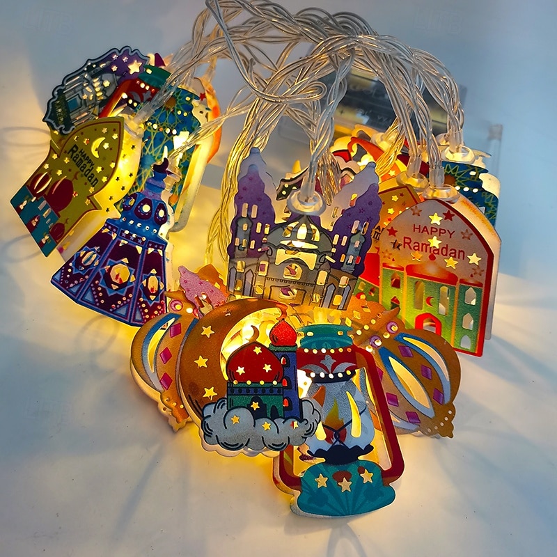 șir de lumini decorative din fier forjat Ramadan Eid 3m-20leds felinar castel stea lună atmosferă lumină decorativă baterie AAA sursă de alimentare USB 2026 - $19.49 –P6
