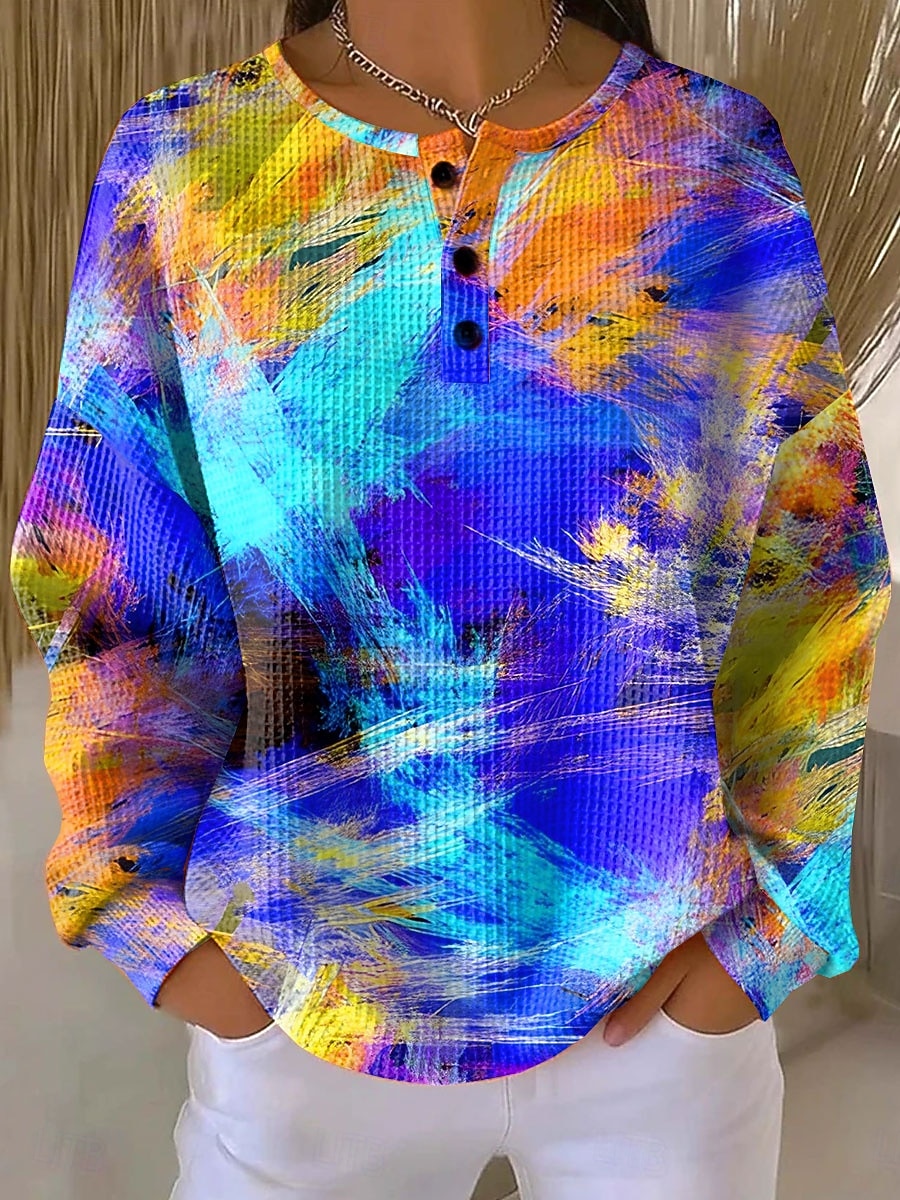 Pentru femei Hanorac pulover Nasturi Imprimeu Grafic Geometric Cald Clasic Casual Manșon Lung Stil Nautic Rotund Topuri obișnuite Casual Stradă Zilnice Albastru piscină Negru Portocaliu Trifoi 2026 - $28.99 –P4