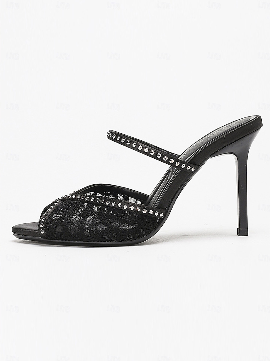 Rosa Damen-Stilettos mit Spitze – elegante offene Pantoletten mit Strassriemen, romantisch-festlicher Stil, perfekt für Brautjungfern bei Hochzeiten 2026 - $54.99 –P6