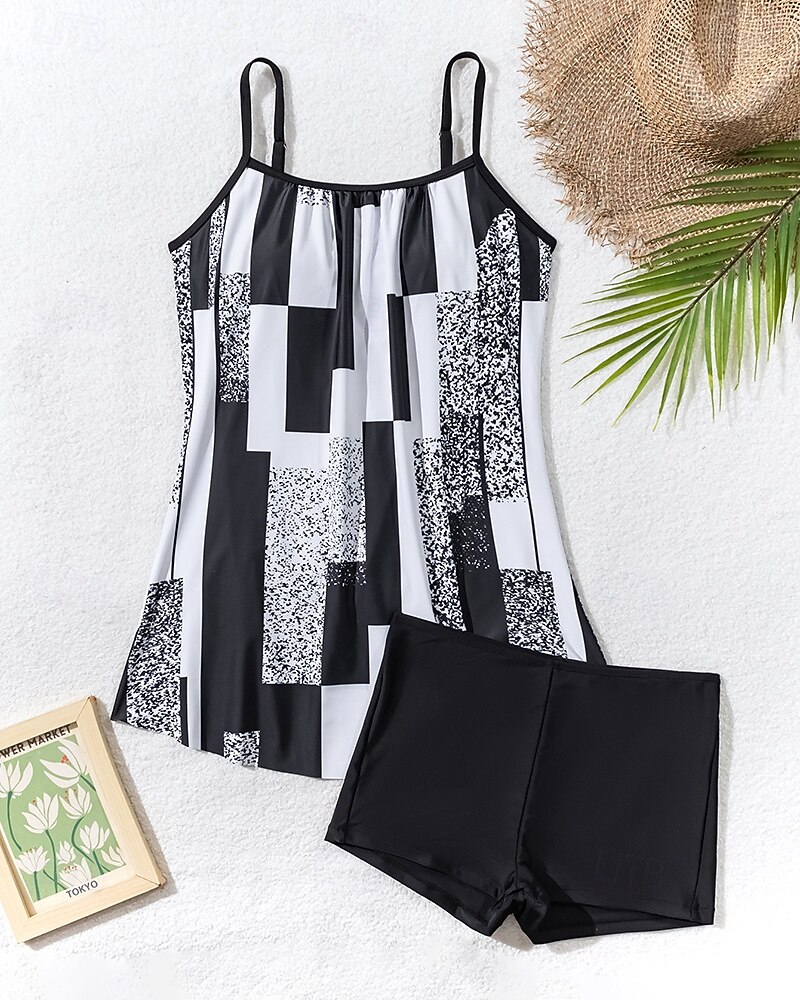 Women's Ruched Swimsuit Tankini Sets Rash Guard Swimwear Black UPF 50+ Sleeveless - Surfing Beach Swimming Summer 2026 - $22.99 –P4