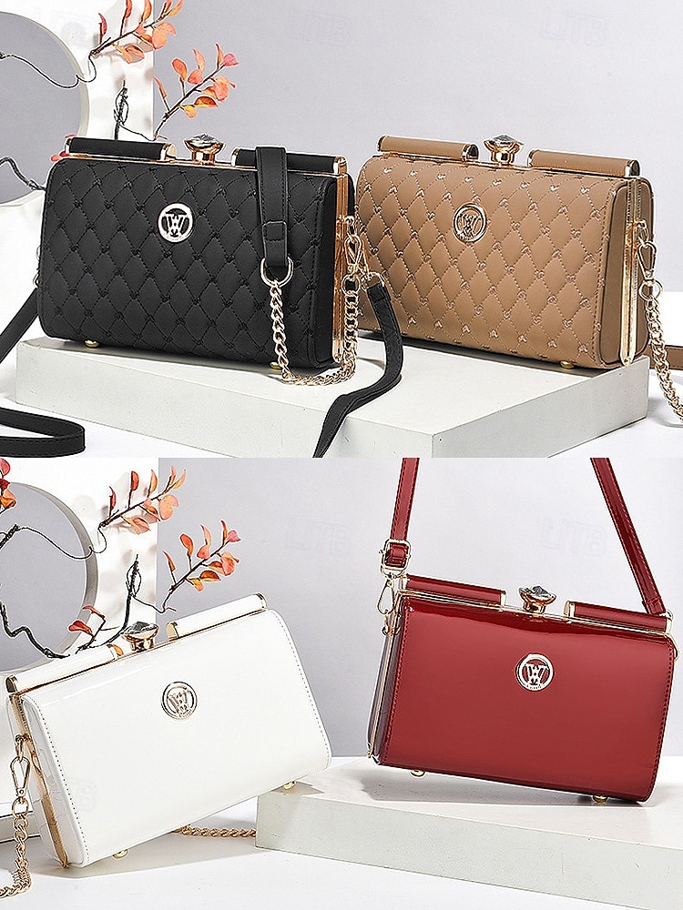 Γυναικεία τσάντα χειρός από λουστρίνι – κομψό καπιτονέ σχέδιο, έτοιμη για γάμο και μετακινήσεις, για πολλαπλές περιστάσεις με χρυσό λουράκι αλυσίδας 2026 - $34.99 –P4