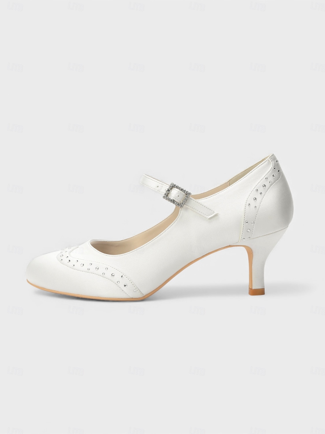 Mary Jane in raso blu navy da donna: eleganti scarpe da sposa con borchie di cristalli e tacco a gattino per la madre della sposa, cerimonie in chiesa ed eventi formali del 2026 a $79.99 –P17