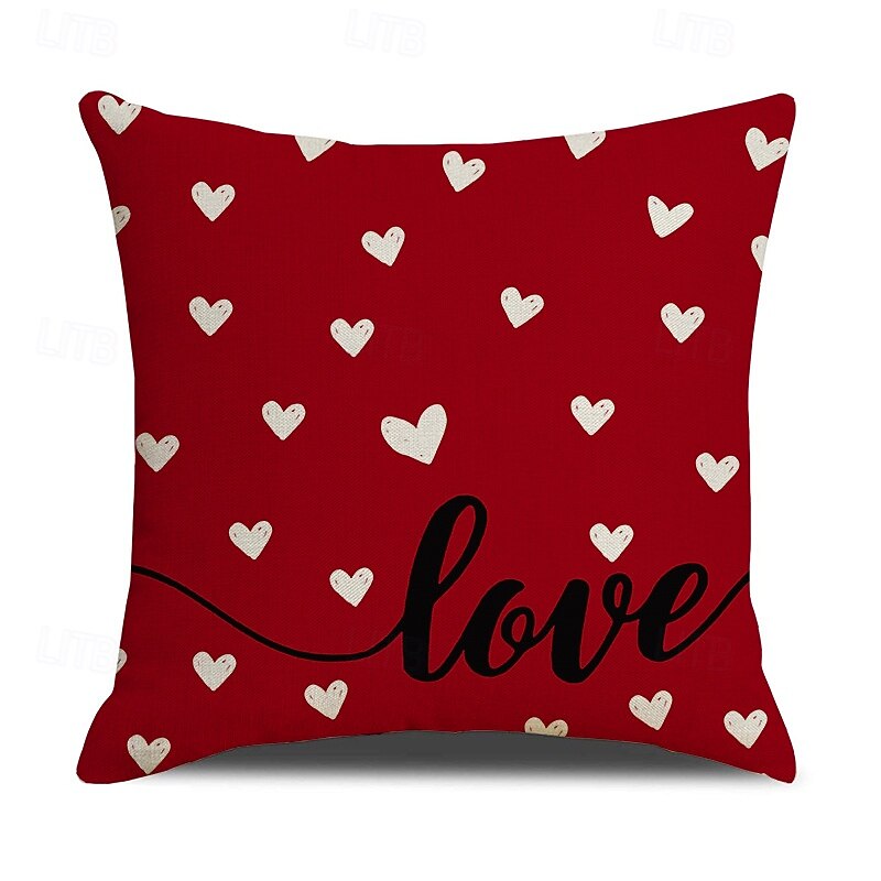 Valentine's Day Couple Heart Pillow Cover, Red "LOVE" Letter Print Decorative Cushion, Perfect for Sofa, Living Room, Bedroom, Ideal for Romantic Valentine's Day Home Decor 2026 - $13.99 –P7