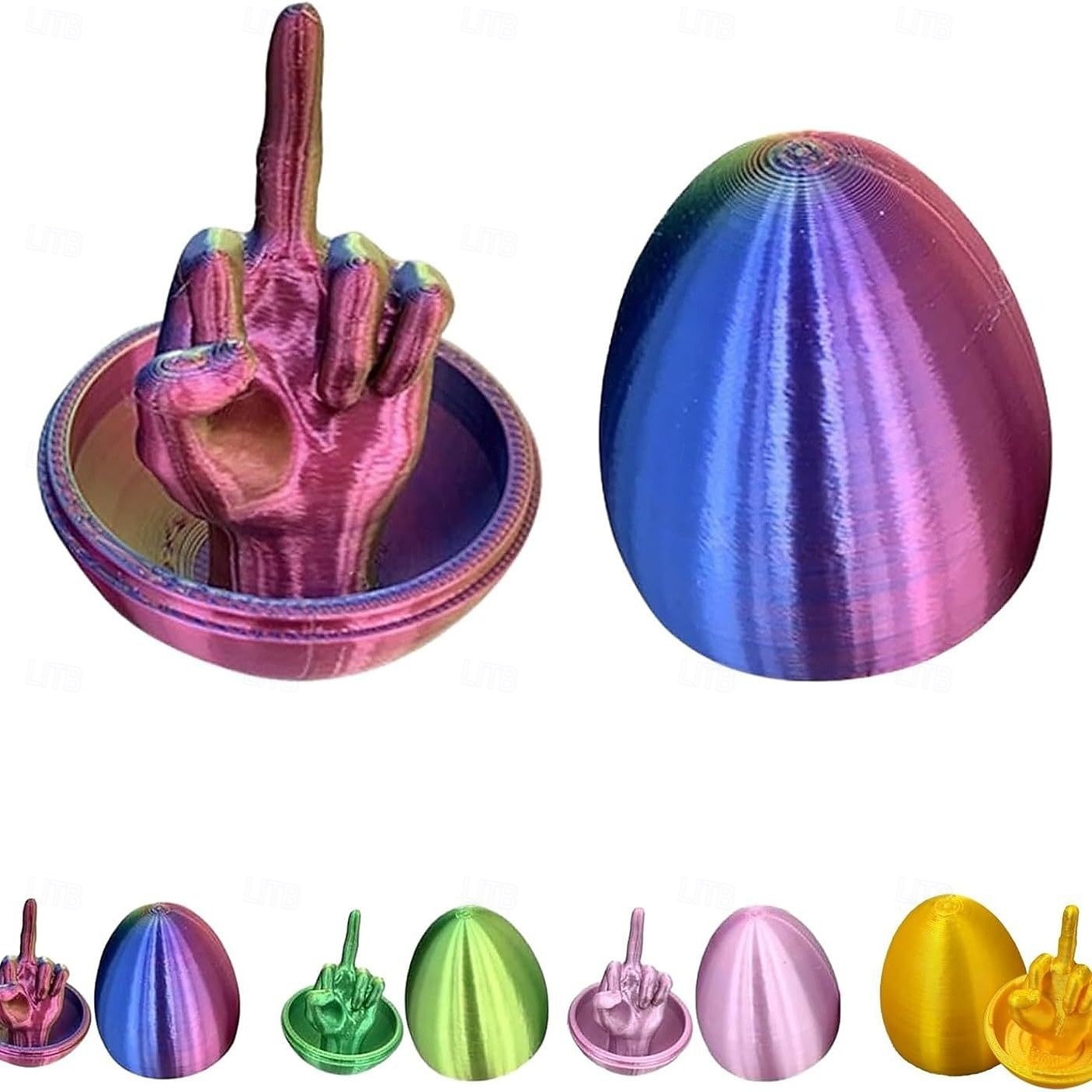 Velikonoční vajíčko s prostředníčkem, 3D tisk dárků pro dospělé, vícebarevné a jedinečné designy, ideální pro velikonoční košík a velikonoční dárky pro dospělé. 2026 - $9.99 –P2