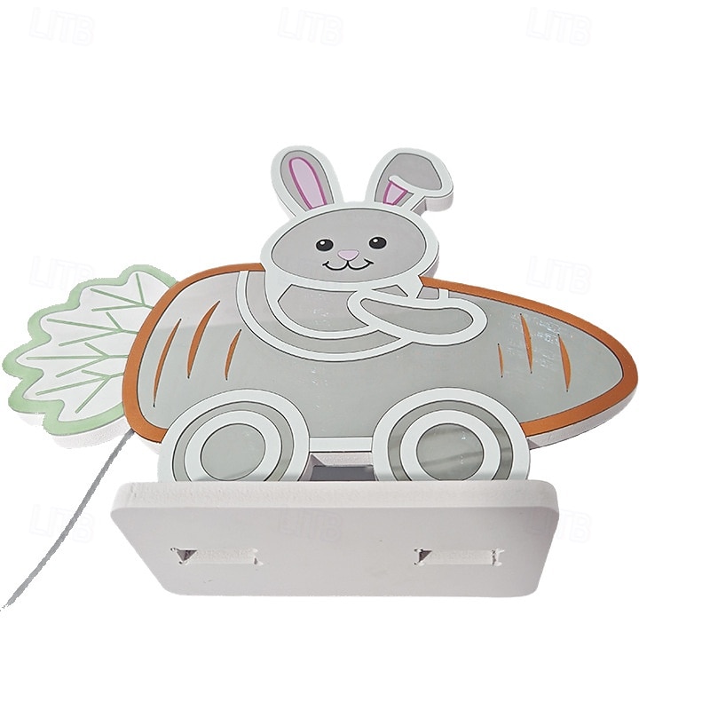 Conejito 3D con luz LED de Pascua, luz nocturna de conejito de Pascua, carrito de zanahoria creativo, luz infinita de huevo, acrílico 2026 - $35.99 –P4