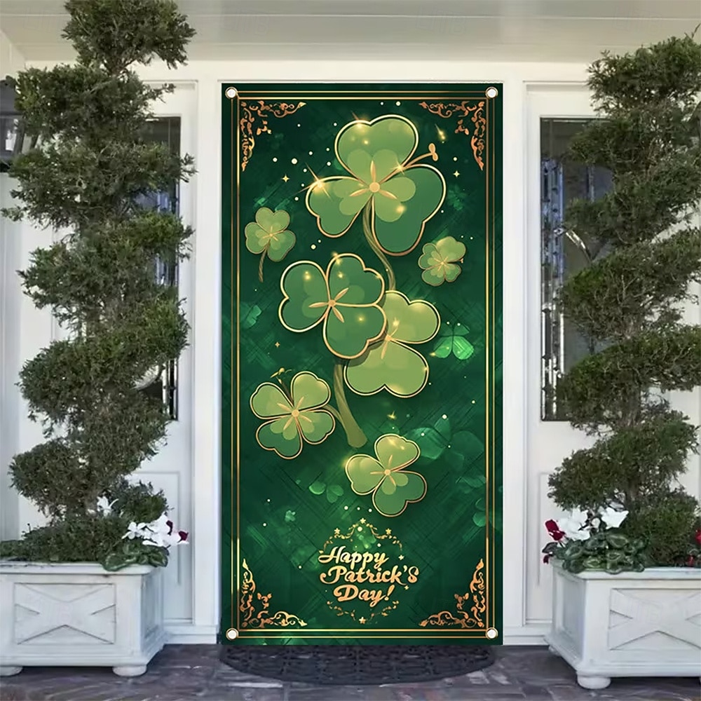 Fête de la St. Patrick Affiches Couverture de porte Bannières extérieures Trèfle Mignon 3D Soirée Dortoir Chambre d'adolescents Résidence universitaire Chambre d'amis pour hommes dans une fraternit de 2026 ? KZT 10141.92 –P3