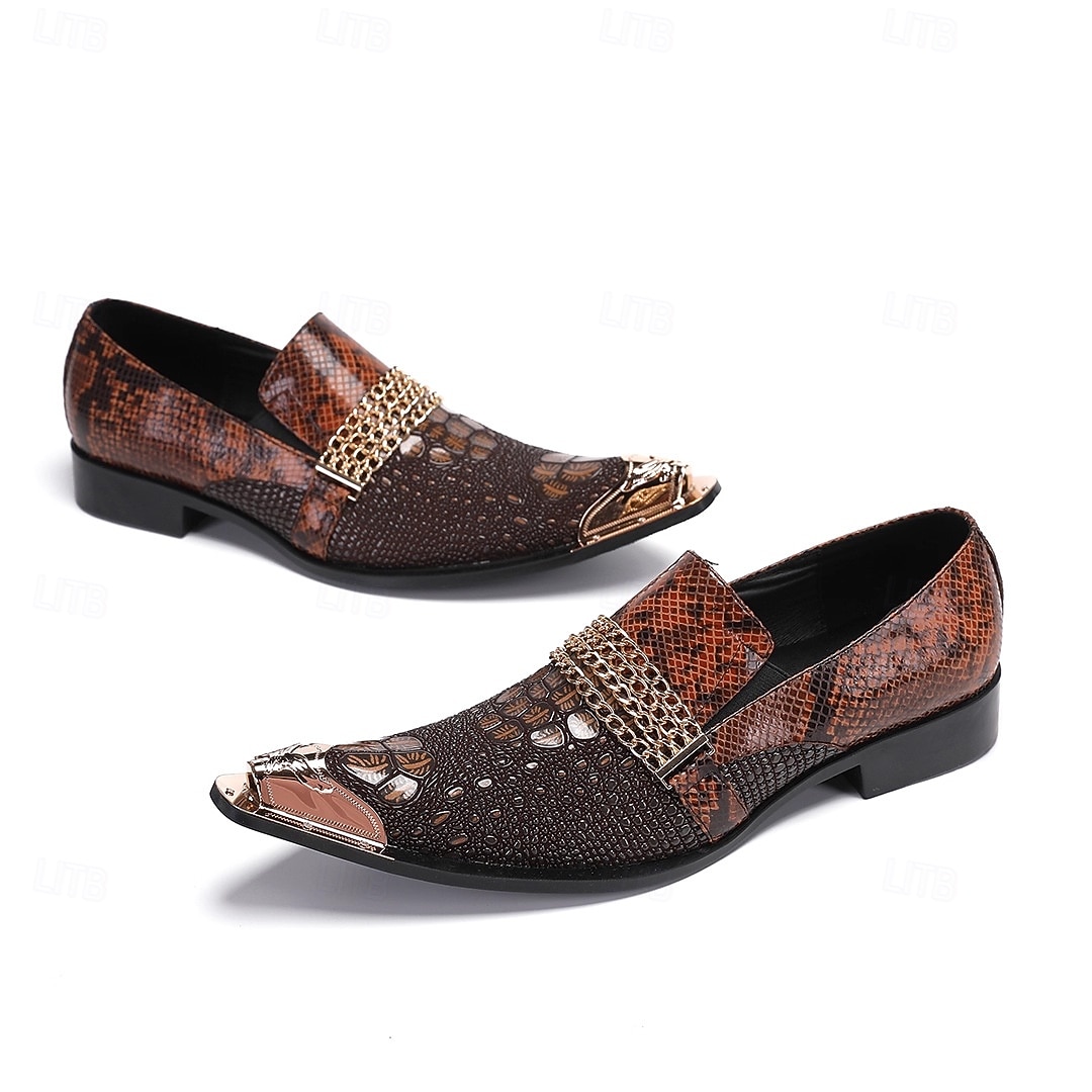 Herr Tofflor och Slip-Ons Formella skor Finskor Promenad Läder Italienskt fullkornigt kohud Bekväm Halksäker Loafers Röd Brun 2026 - $119.99 –P4