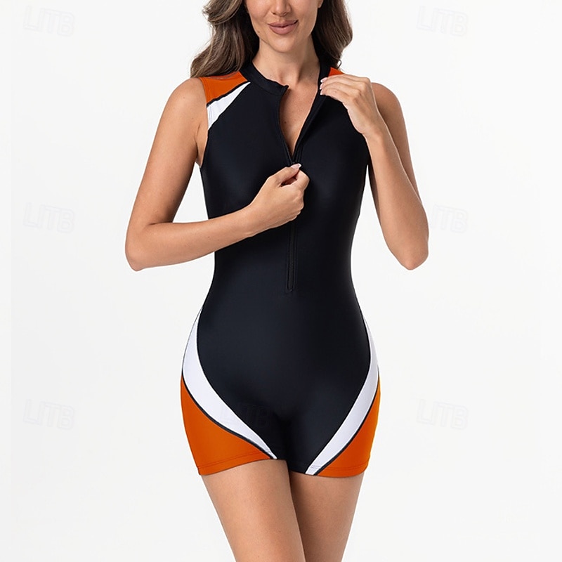 Mujer Camiseta Protección Solar Surf Traje de baño Una pieza Retazos Cerrar Protección UV Alta elasticidad Sin Mangas Bañadores Surf Buceo Submarinismo Verano 2026 - $26.99 –P8