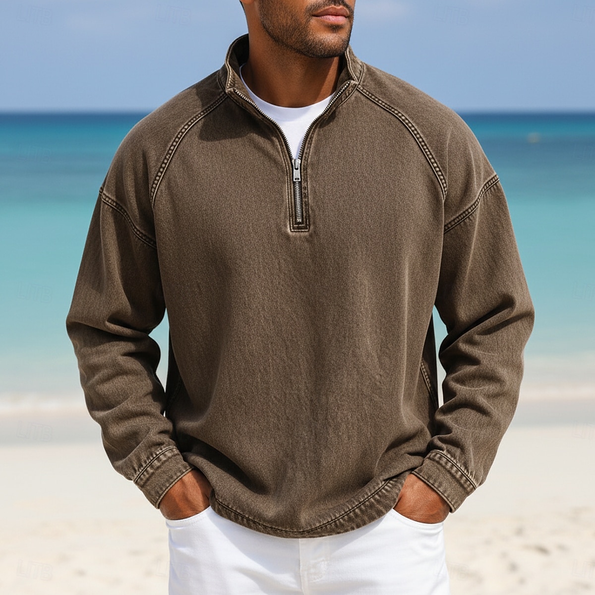 Per uomo Camicia 100% cotone lavaggio acido Maglietta Manica Lunga Collo alla coreana Autunno & Inverno Primavera Autunno Semplice Vintage Streetwear Casual Con zip Tinto in capo Sbiadito Casuale del 2026 a $33.99 –P11