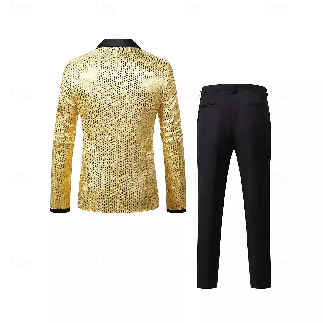 Disco 1980s Pants Outfits Suits & Blazers Long Sleeves Sequins Fancy Dress Men's Carnival Costume Halloween Carnival Masquerade Club Pride Parade Pride Month Adults' Coat Pants All Seasons 2026 - $86.99 –P3