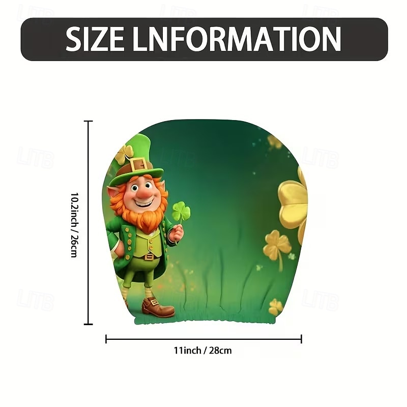 2 capas de encosto de cabeça para carro com trevo verde | compatíveis com todos os veículos, pretas &Adesivo para carro com estampa de trevo verde, design plano 2D, poliéster, fácil instalação - de 2026 por $7.99 –P30