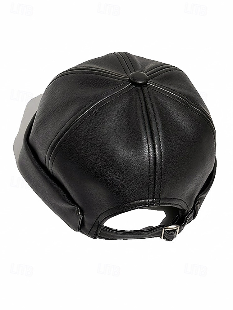 Pánská čepice beanie z umělé kůže, stylový vintage design, dostupná v několika barvách pro běžné nošení i v zimě 2026 - $11.99 –P10