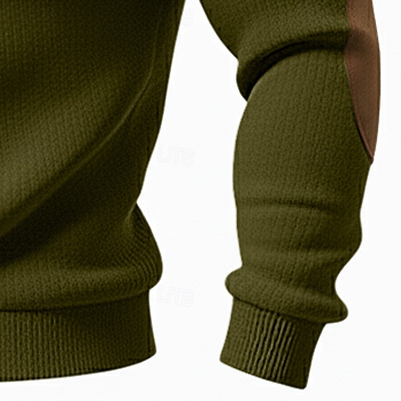 Hombre Sudadera Pull-over Sudadera con un cuarto de cremallera Punto acanalado Albaricoque Negro Blanco Verde Trébol Cuello Mao Plano Retazos Bloque de Color Con Texturas Casual Diario Deporte Ropa 2026 - $28.99 –P6