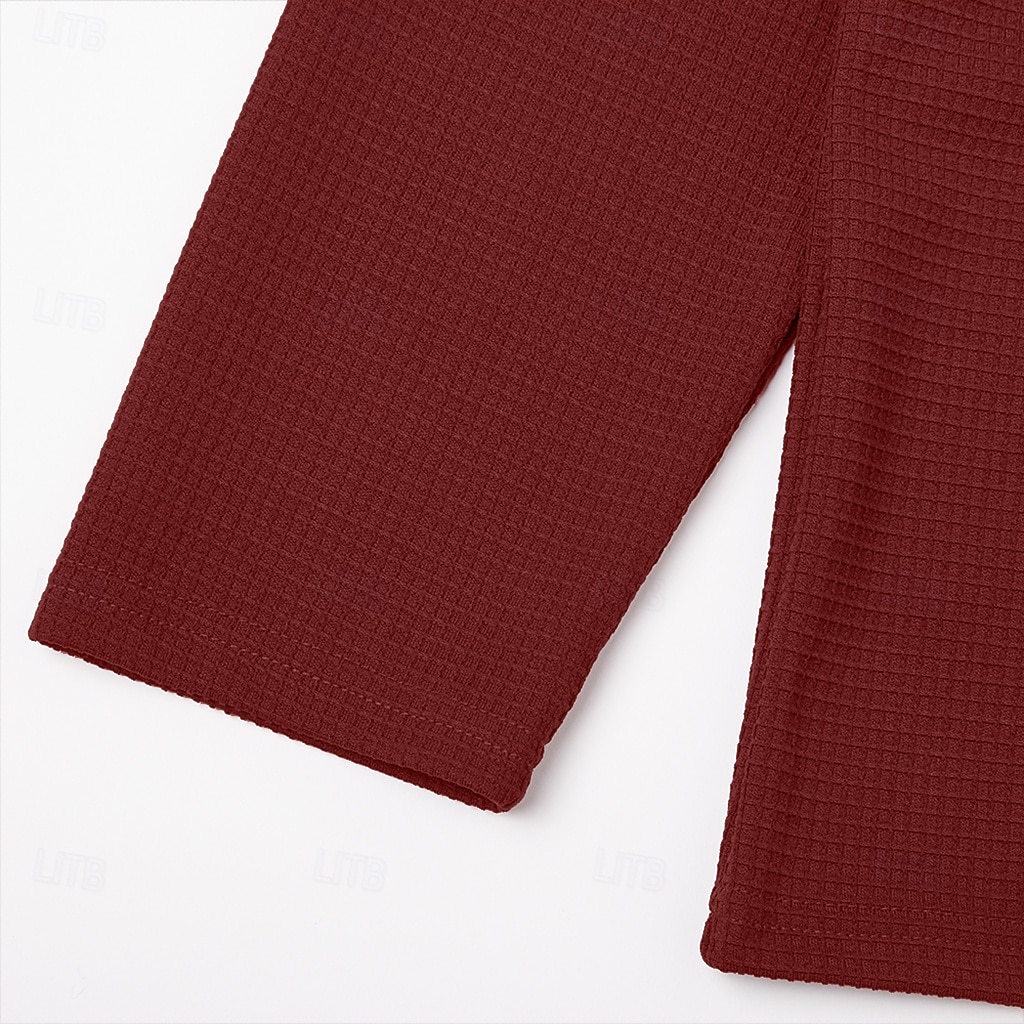 Homens Camiseta Waffle Camisa Waffle Henley Camisas masculinas com reforço nos cotovelos Manga Longa Com Capuz Primavera & Outono Côr Sólida Moda Com Cordão Bolsos Patchwork Casual Ao ar livre Festa de 2026 por $28.99 –P11